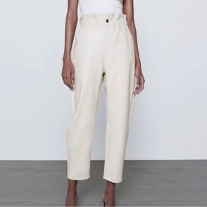 Faux leather baggy pants